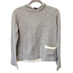 Raffi Sweater Women's XS 100% Cashmere Gray Hooded Bell Sleeve Quiet Luxury